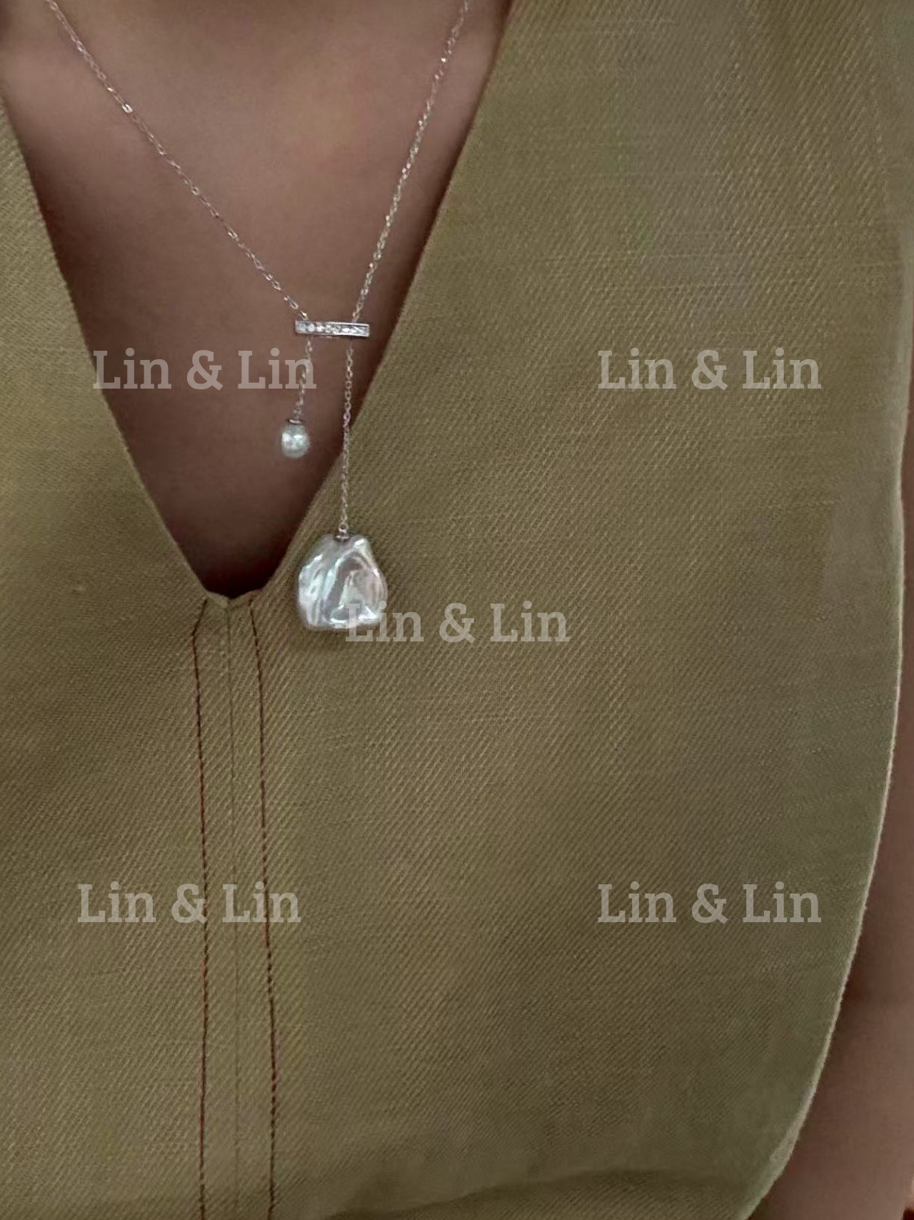 Signature Collection - The Moon Necklace  Baroque Sea Water Pearl